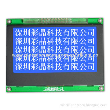 240 x 128 dots matrix LCD display module, STN blue white, LED backlight, COB style, 3V or 5V